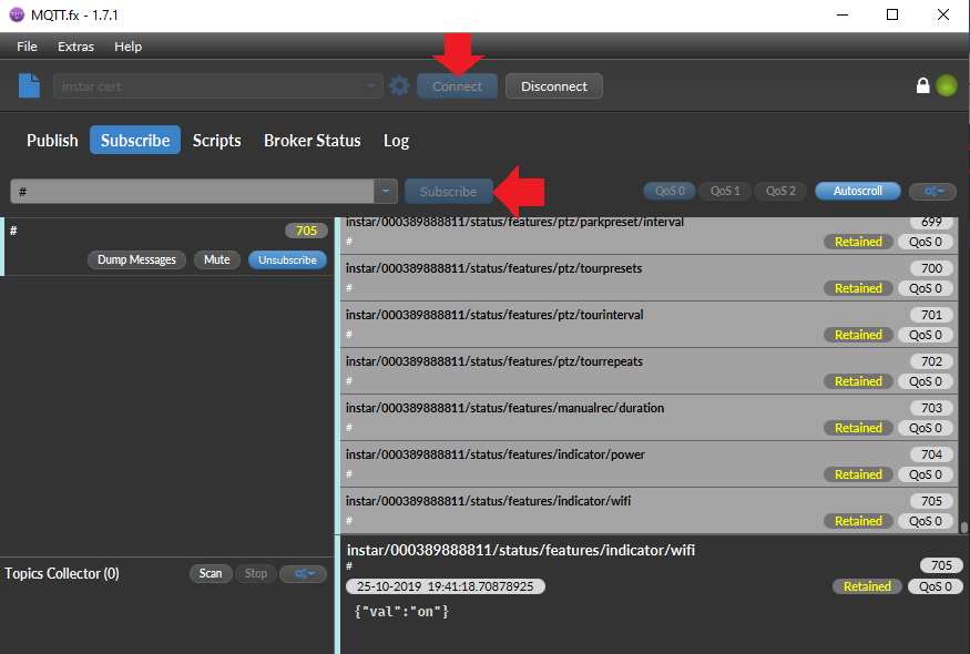 INSTAR MQTT Broker and MQTT.fx