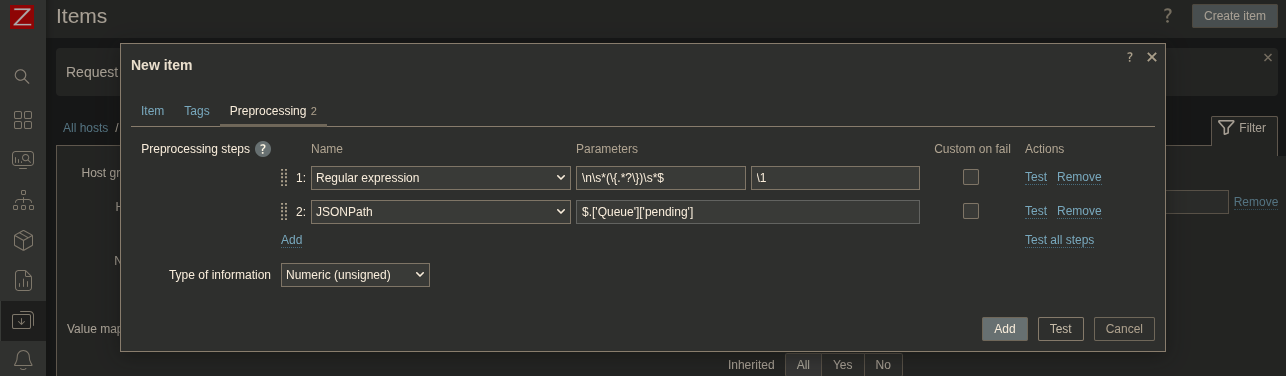 Zabbix v7 HTTP Health Check