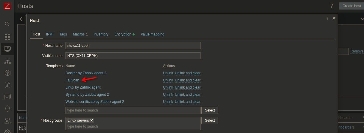 Zabbix v7 fail2ban Template