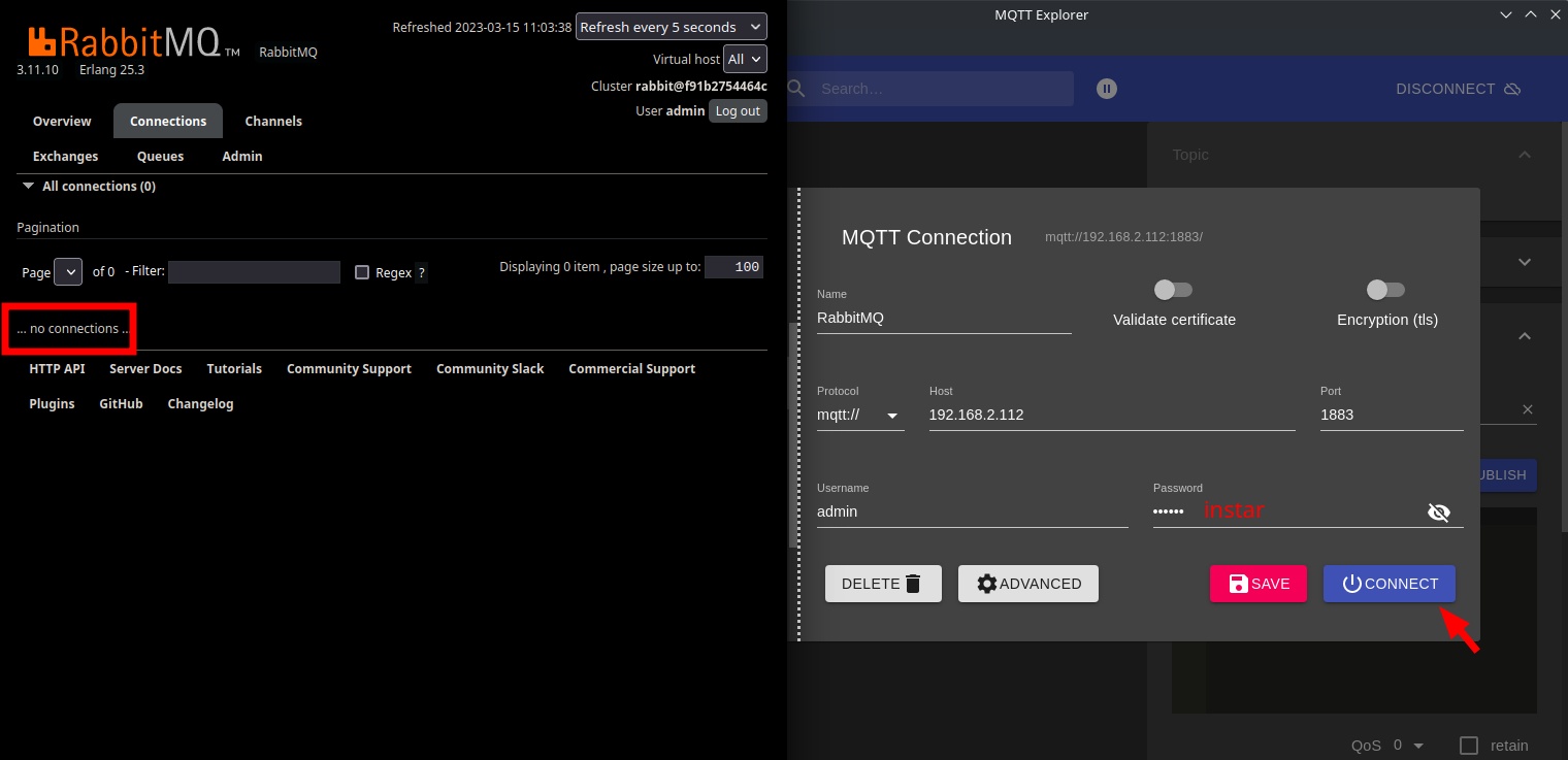 INSTAR MQTT with RabbitMQ